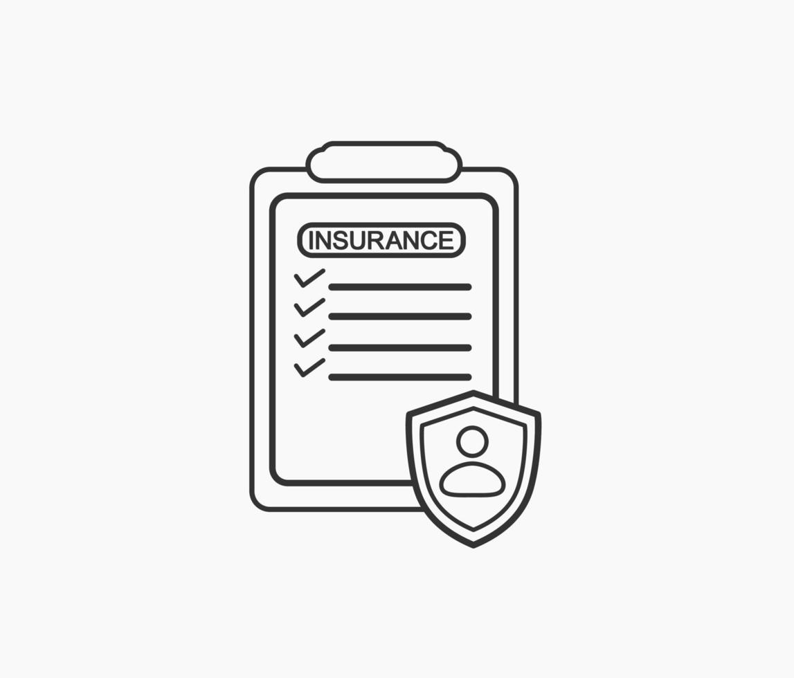 insurance policy contract clipboard line icon vector