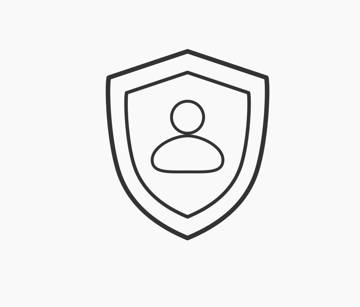 icono de línea de símbolo de protección de persona vector
