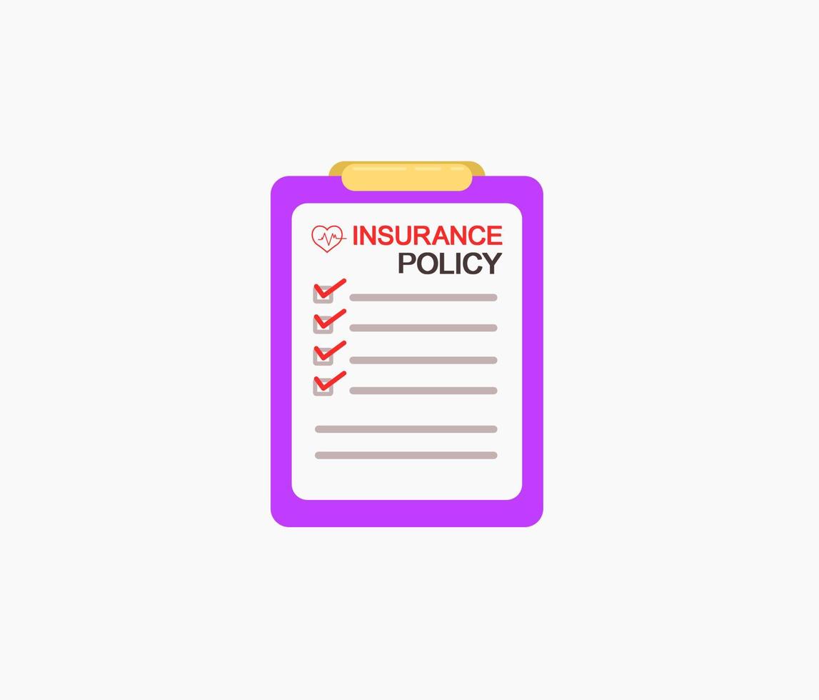 insurance policy page document flat vector