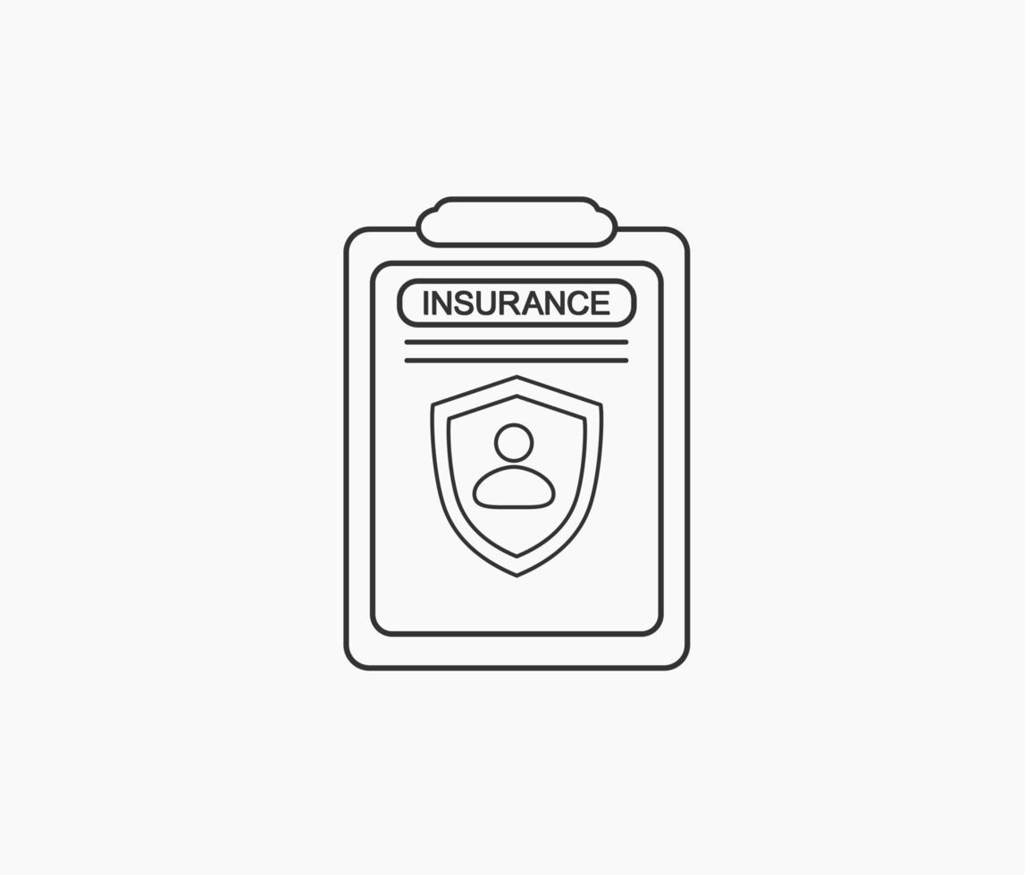 insurance policy contract clipboard line icon vector