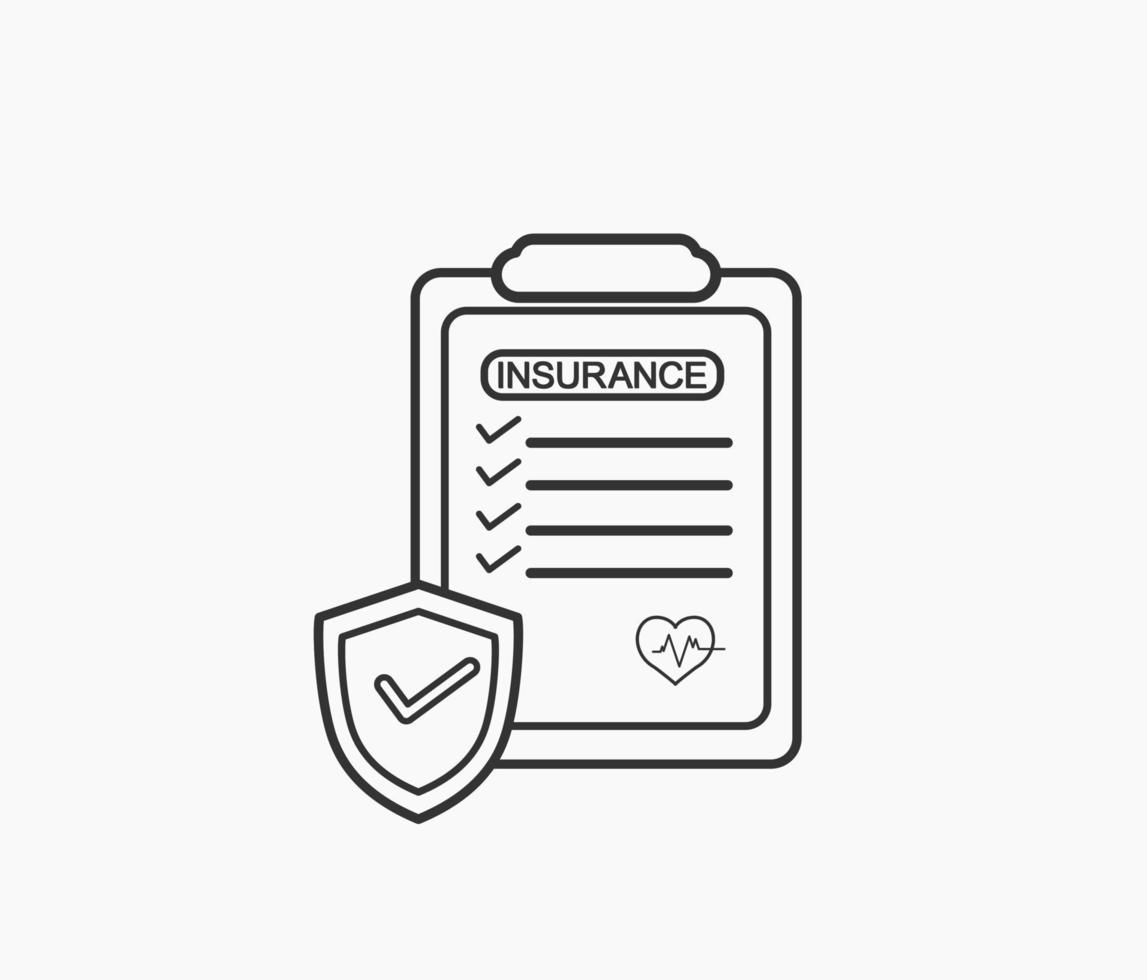 insurance policy contract clipboard line art vector