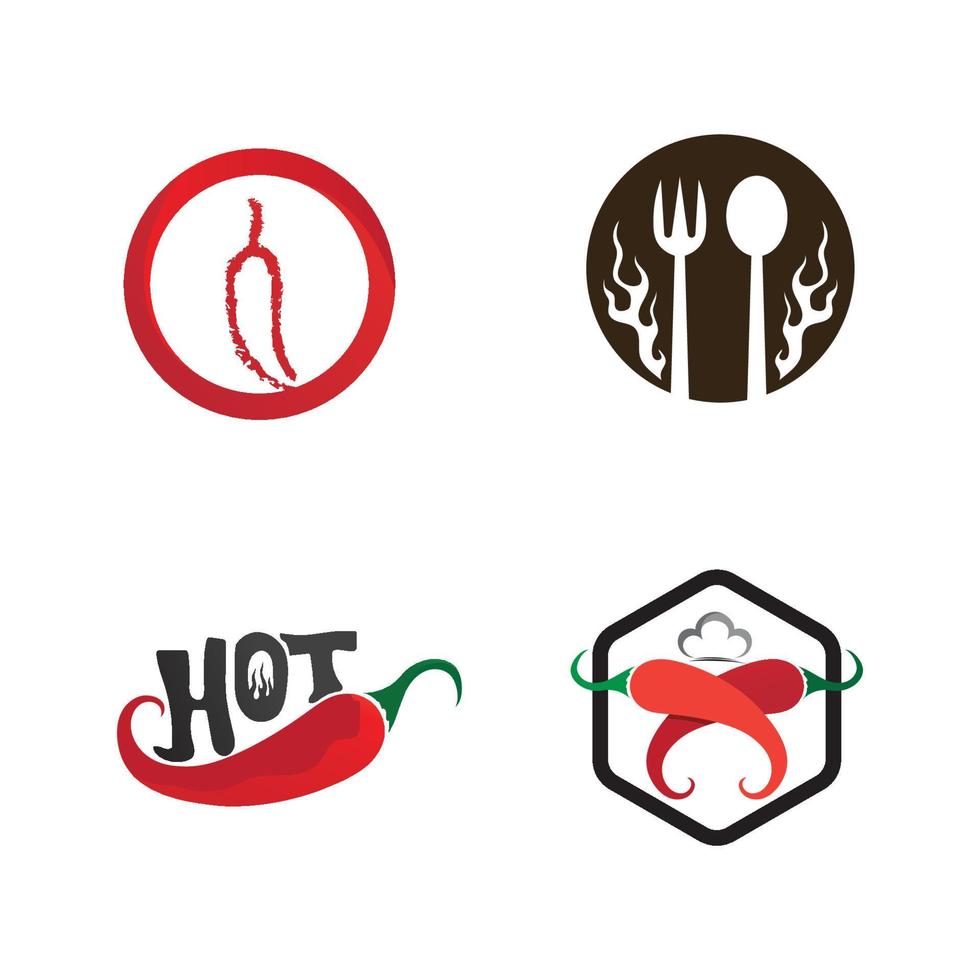 vector de logotipo de diseño de temporada de comida de icono caliente y chile