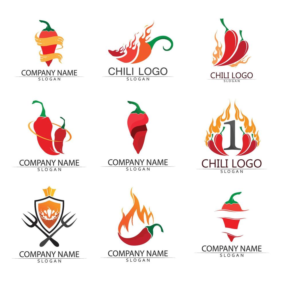 vector de logotipo de diseño de temporada de comida de icono caliente y chile