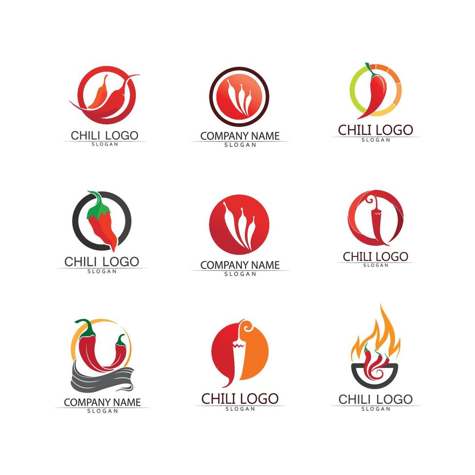 vector de logotipo de diseño de temporada de comida de icono caliente y chile