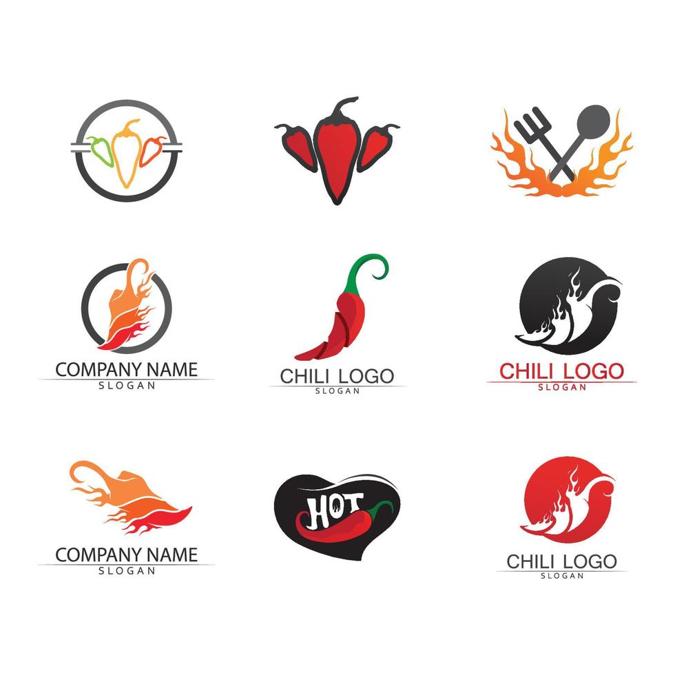 vector de logotipo de diseño de temporada de comida de icono caliente y chile