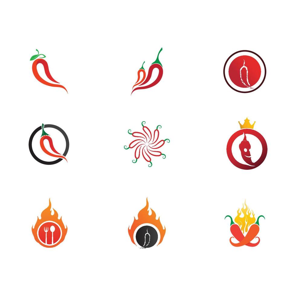 vector de logotipo de diseño de temporada de comida de icono caliente y chile