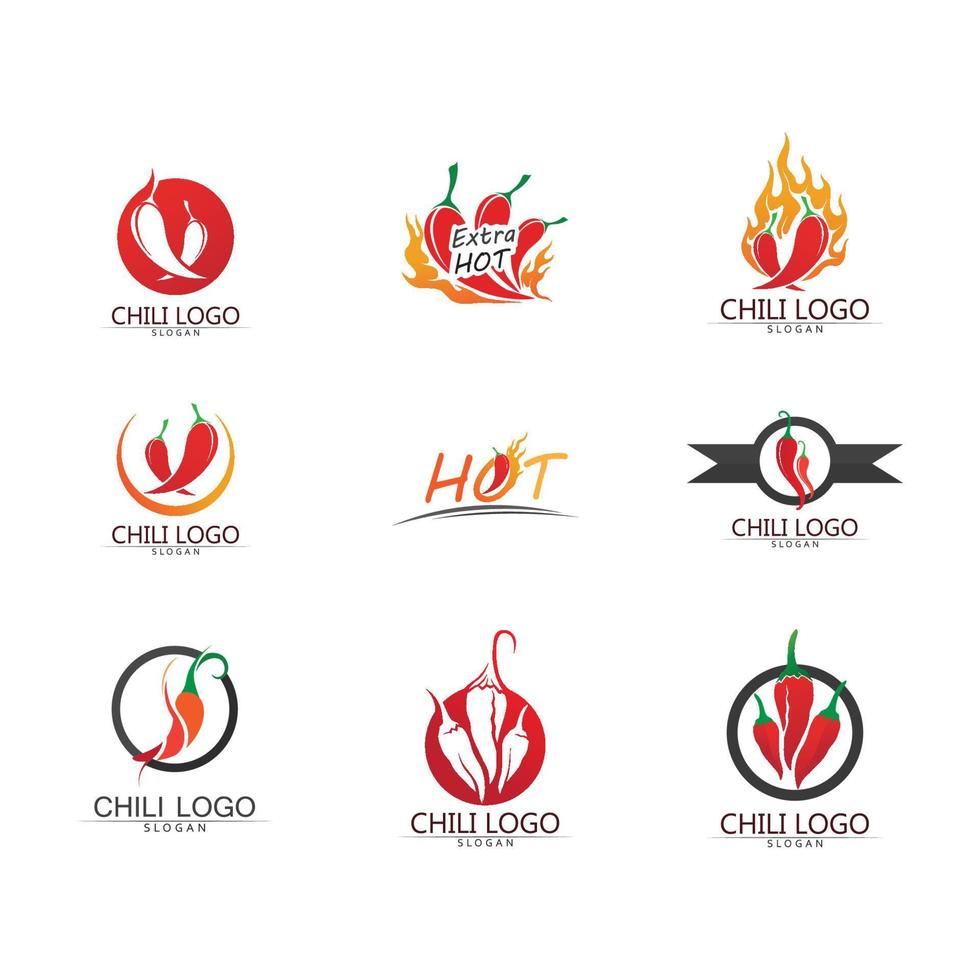 vector de logotipo de diseño de temporada de comida de icono caliente y chile