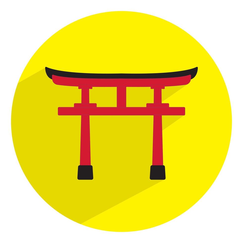 Shinto shrine gate or torii flat icon on a round background for apps or websites vector