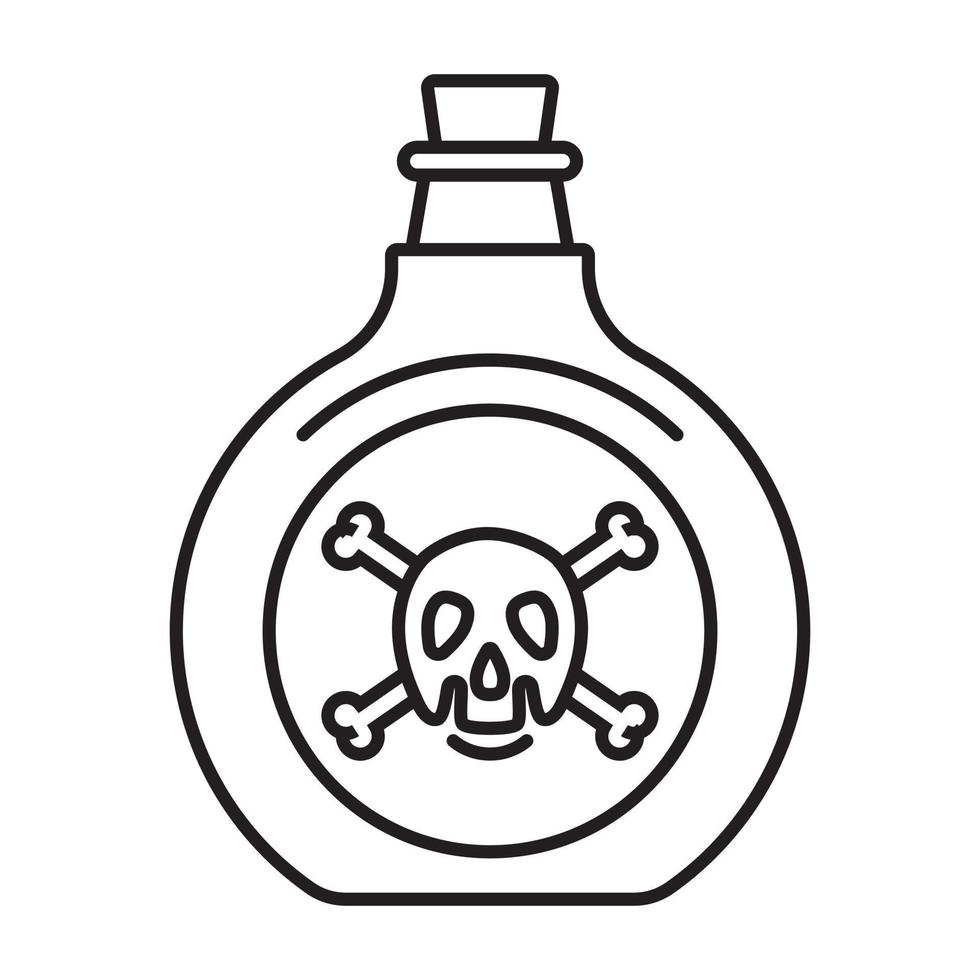 Line art vector icon poison bottle or poisonous chemicals with crossbones for apps or websites