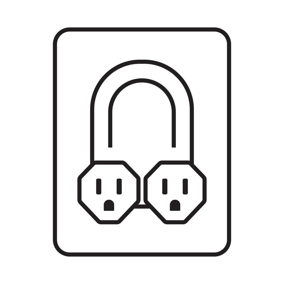 Nema 5-15 grounded power outlet line art vector icon for apps or websites
