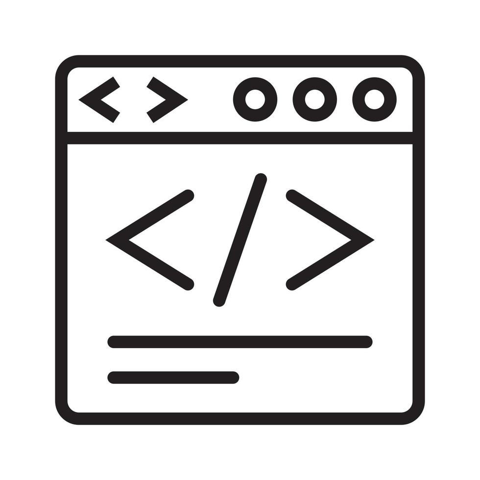 codificación de desarrollo de sitios web o icono de vector de arte de línea de codificación html