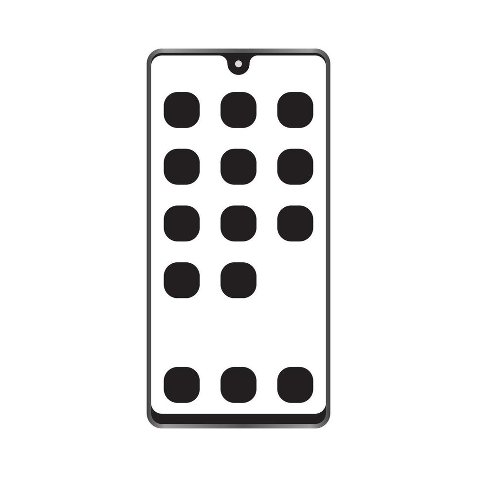 Flat vector icon a android mobile phone or smartphone with apps