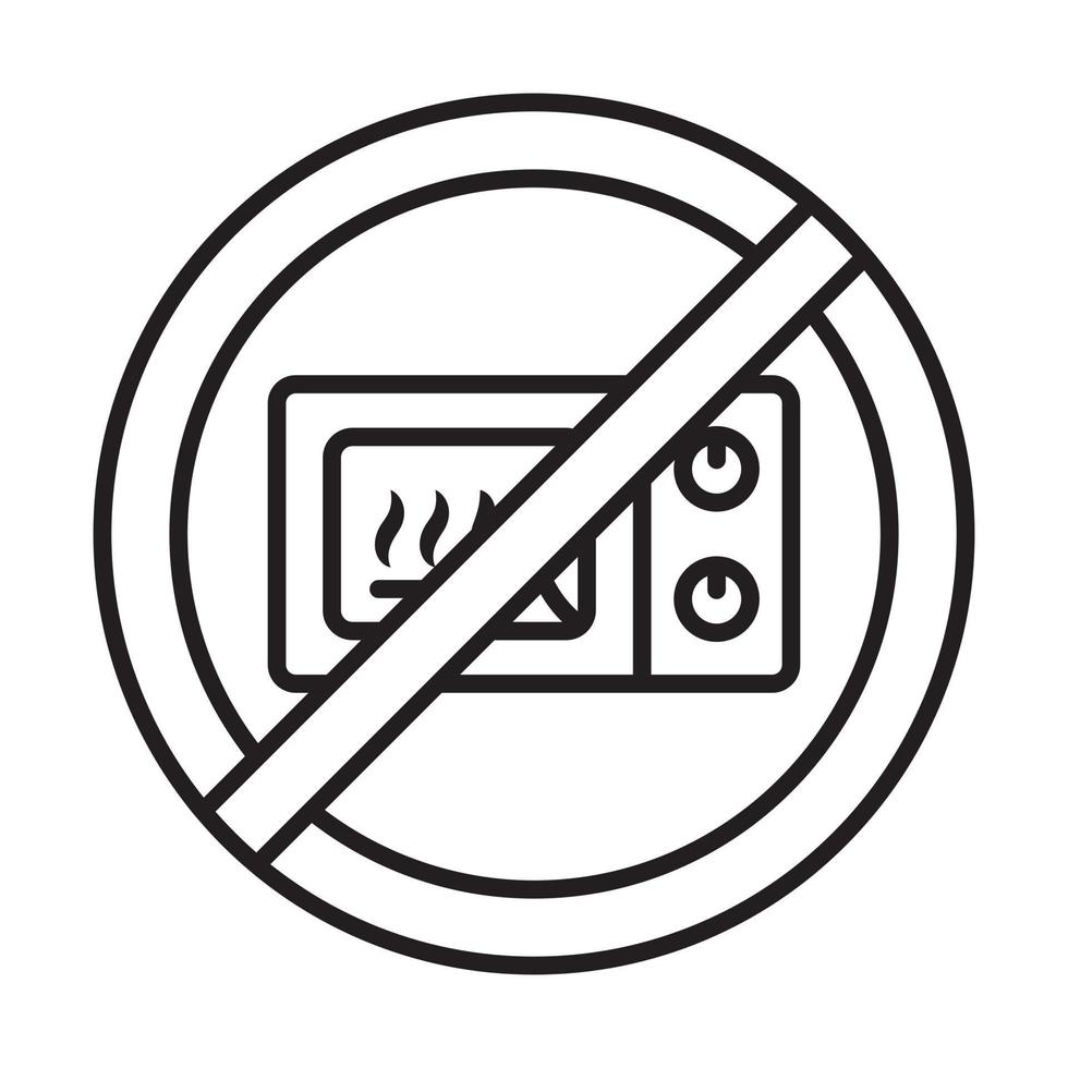 Line art vector icon prohibition sign microwave or oven use for app or websites