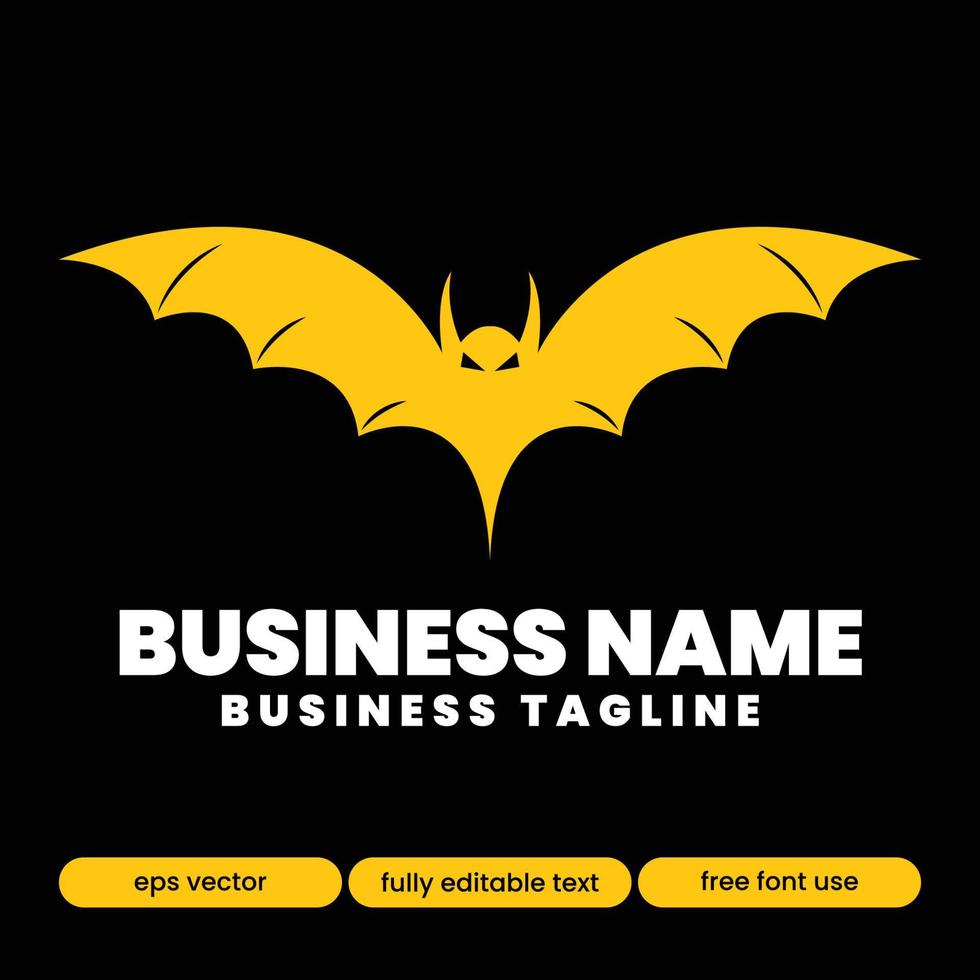 plantilla de logotipo de murciélago texto editable eps vector estilo 2