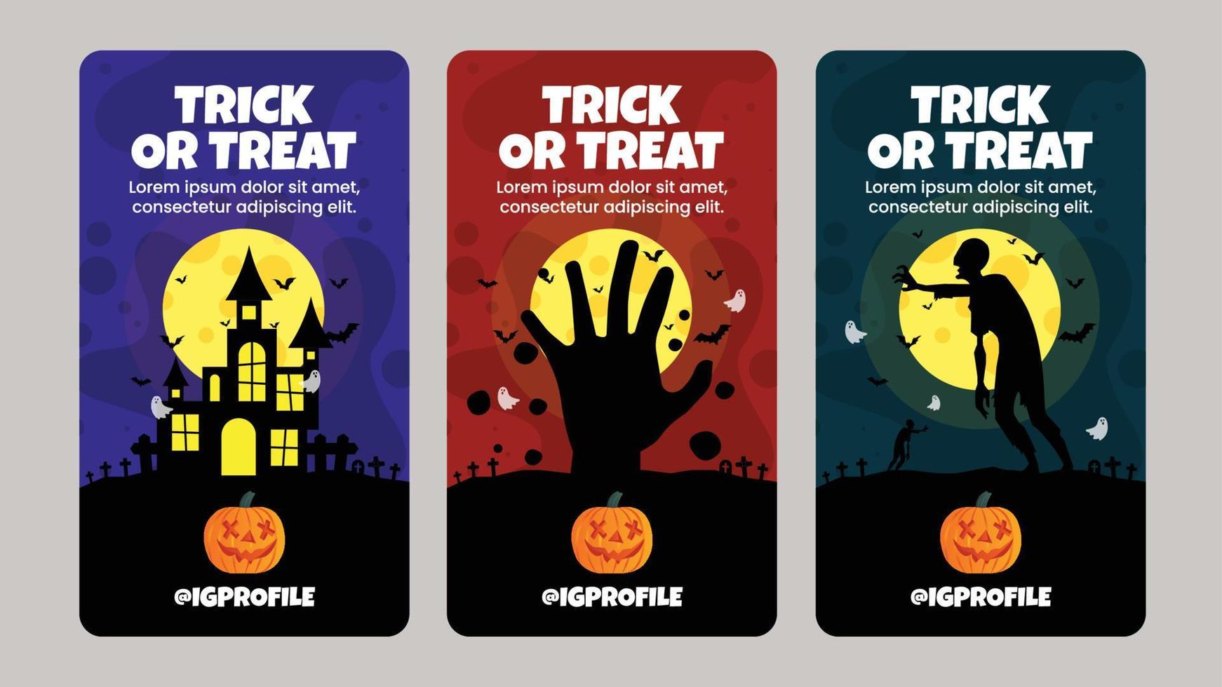Flat halloween instagram stories collection vector