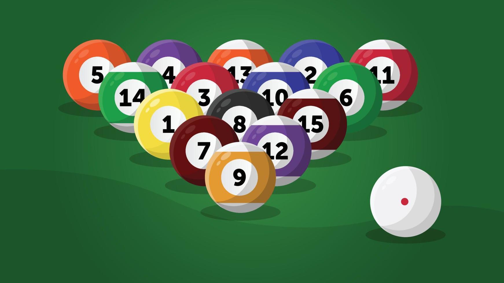 Billiard balls setup on a pool table vector