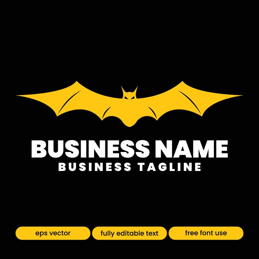 bat logo plantilla editable texto eps vector estilo 1