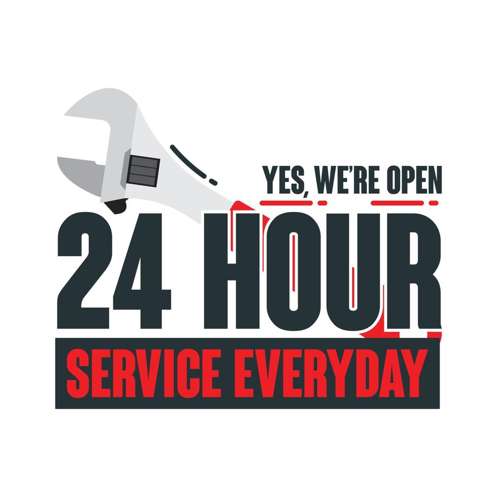 24 hour service everyday badge style 1 vector