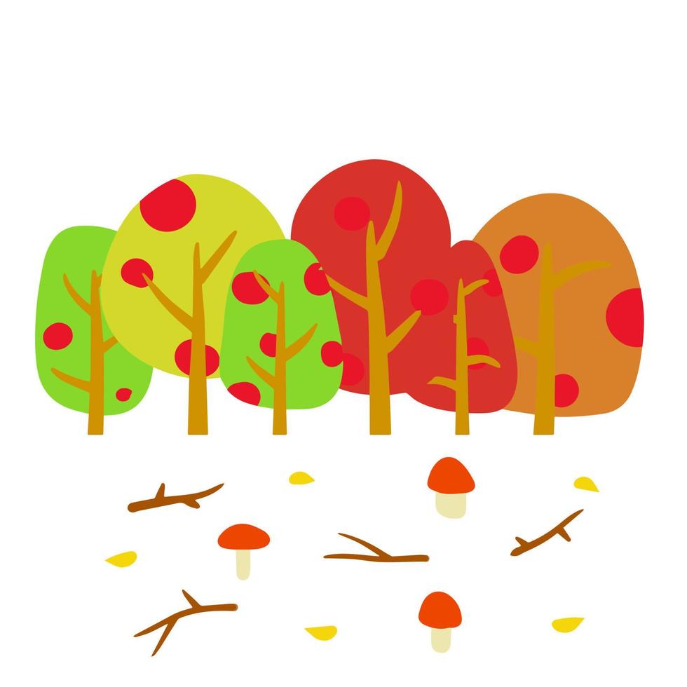 Autumn forest. Trees with crowns vector