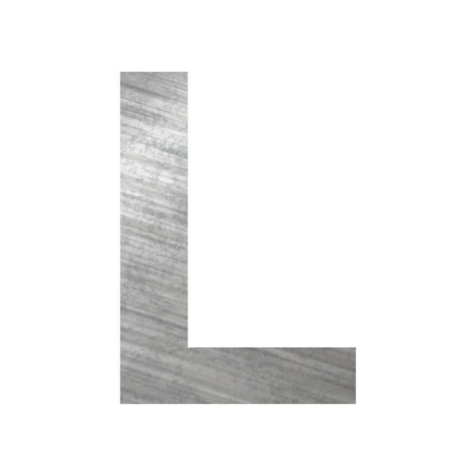 Texture of silver rusty metal, letter L of the English alphabet on a white background - Vector