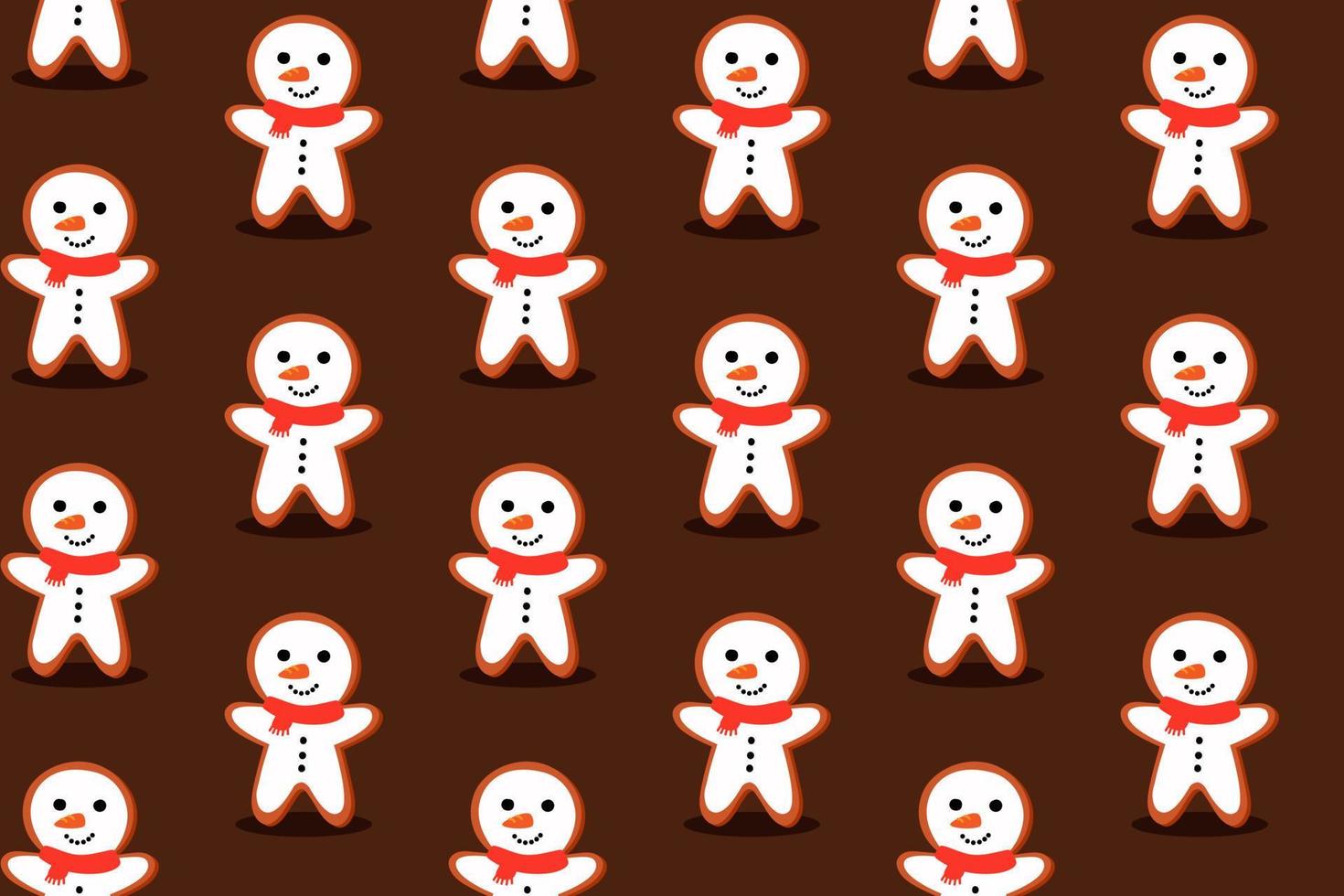 Gingerbread man pattern with snowman icing vector