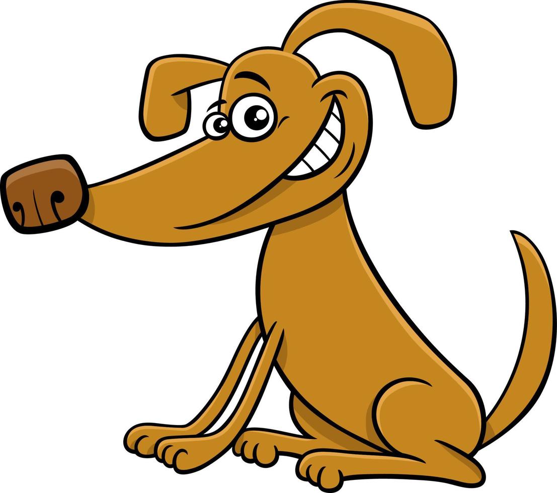 caricatura, perro sonriente, cómico, animal, carácter vector