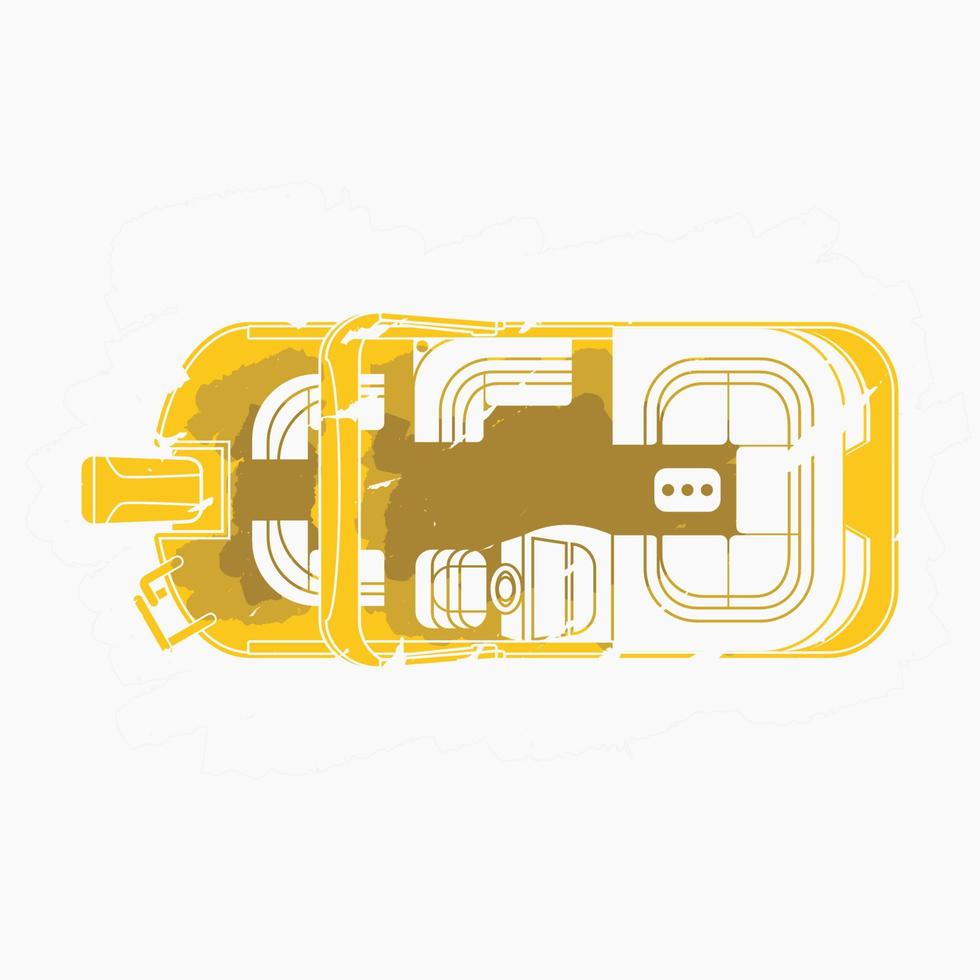 Editable Isolated Flat Brush Strokes Style Aerial Top View Pontoon Boat Vector Illustration for Artwork Element of Transportation or Recreation Related Design