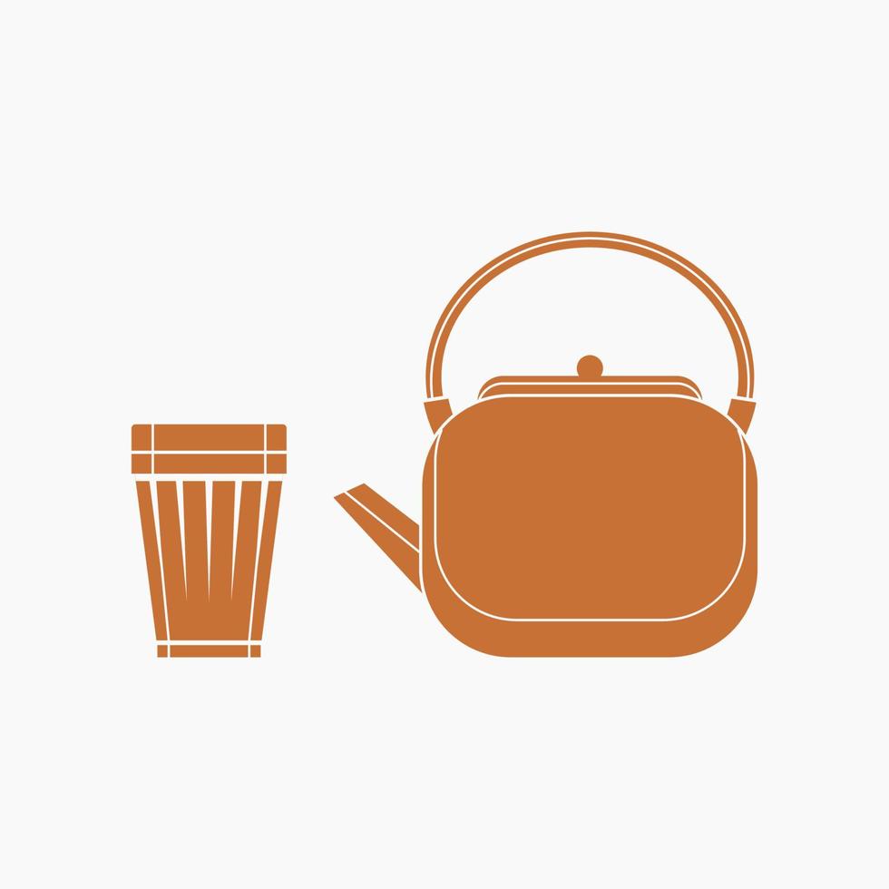 Editable Side View Masala Chai Tea in A Glass Mug and Kettle Vector Illustration in Flat Monochrome Style for Artwork Element of Beverages With South Asian Culture and Tradition Design