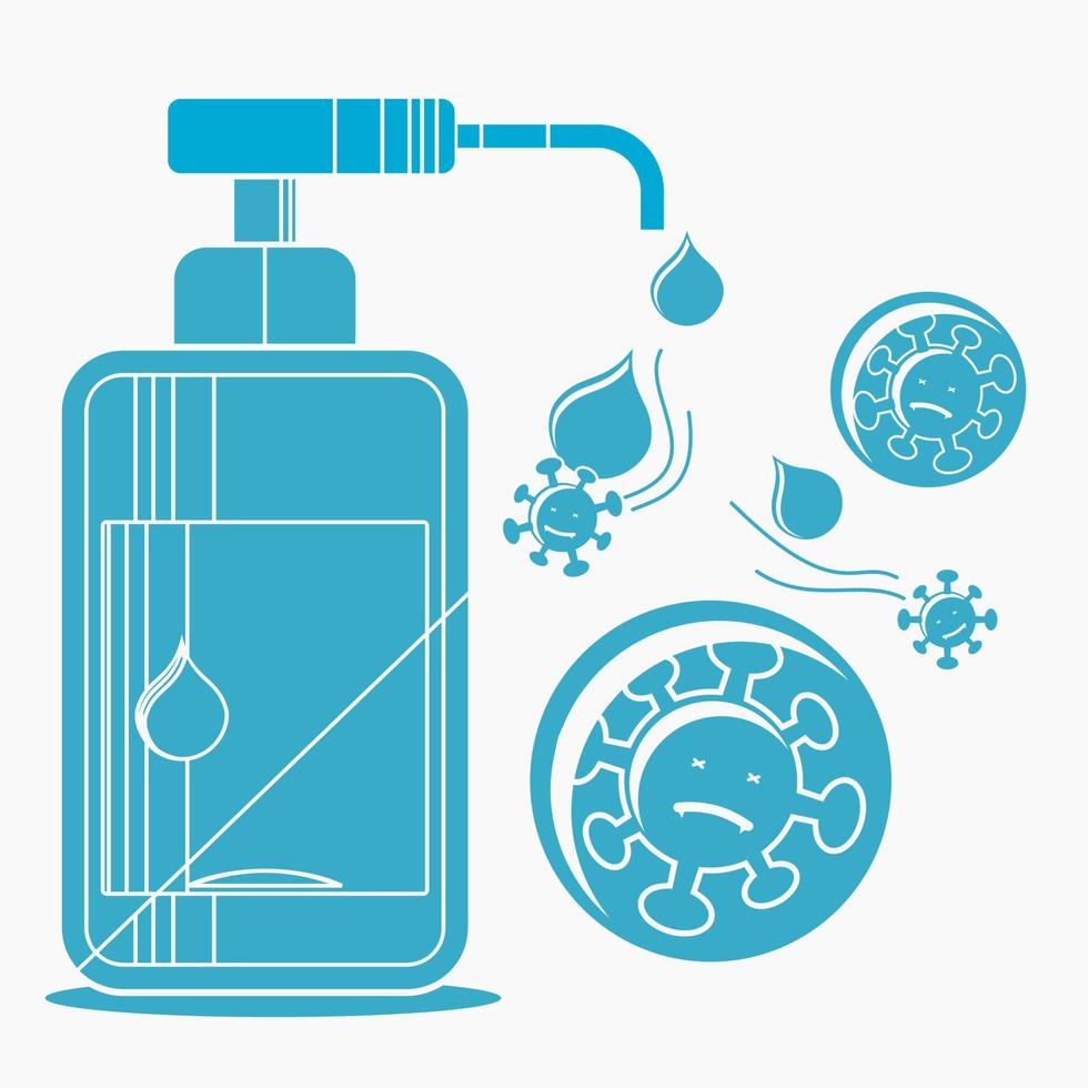 Editable Isolated Vector Illustration of Hand Sanitizer Works Against Coronavirus in Flat Monochrome Style for Artwork Element of Healthcare and Medical Related Design