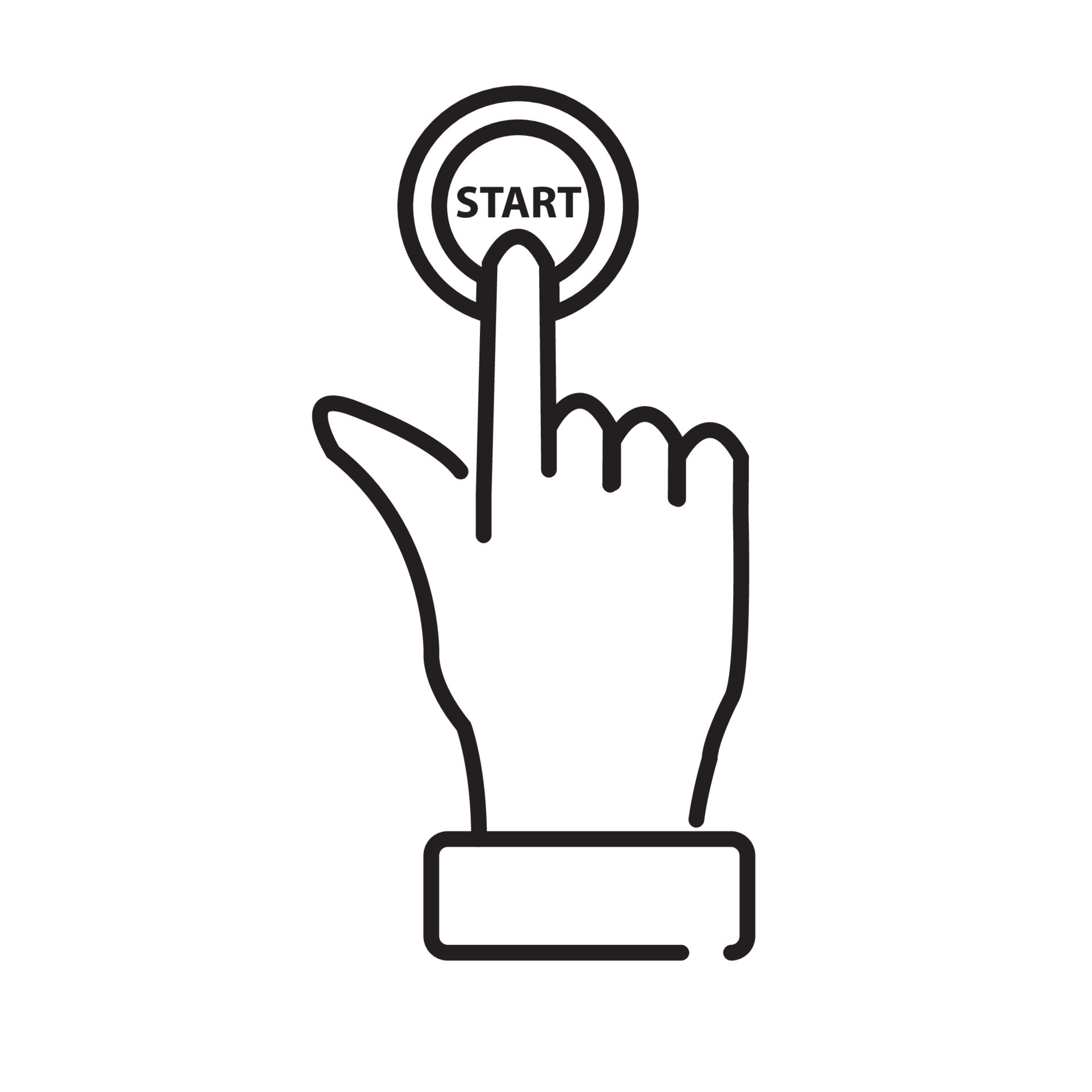 Hand press play icon for start media concept Vector Image