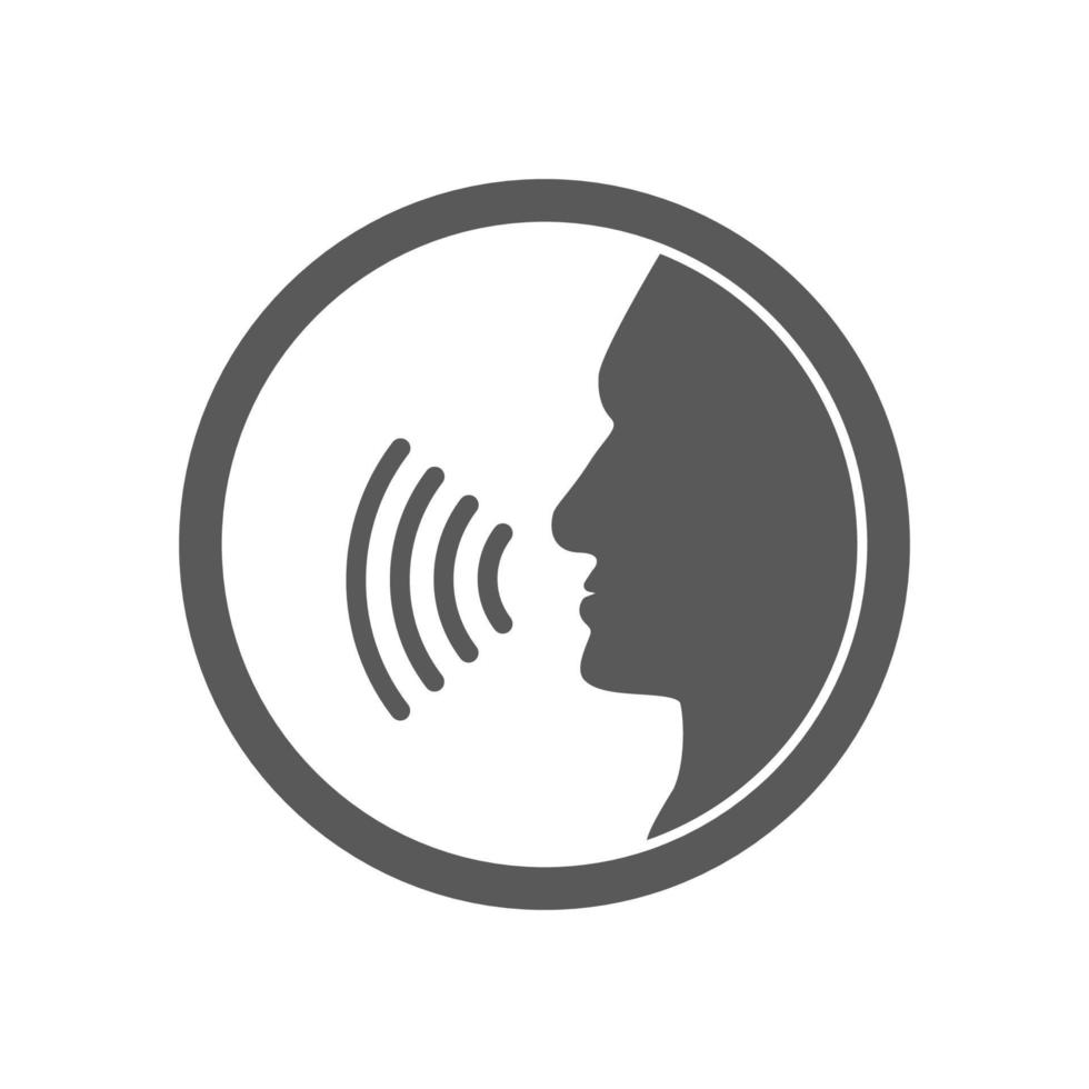 vector illustration of voice command icon, flat design speaking icon