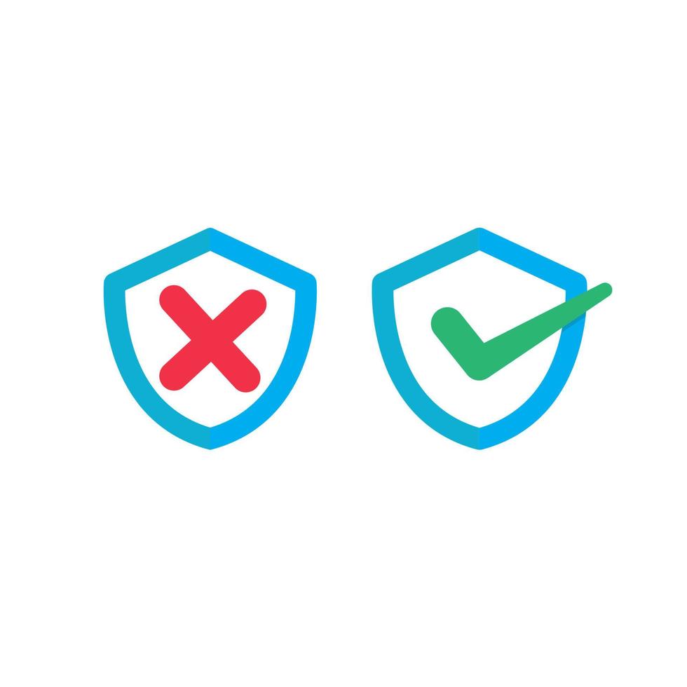 simple shield design vector illustration with check and cross logo