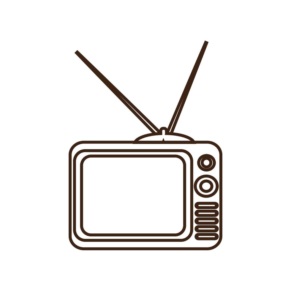 flat line art television illustration vector