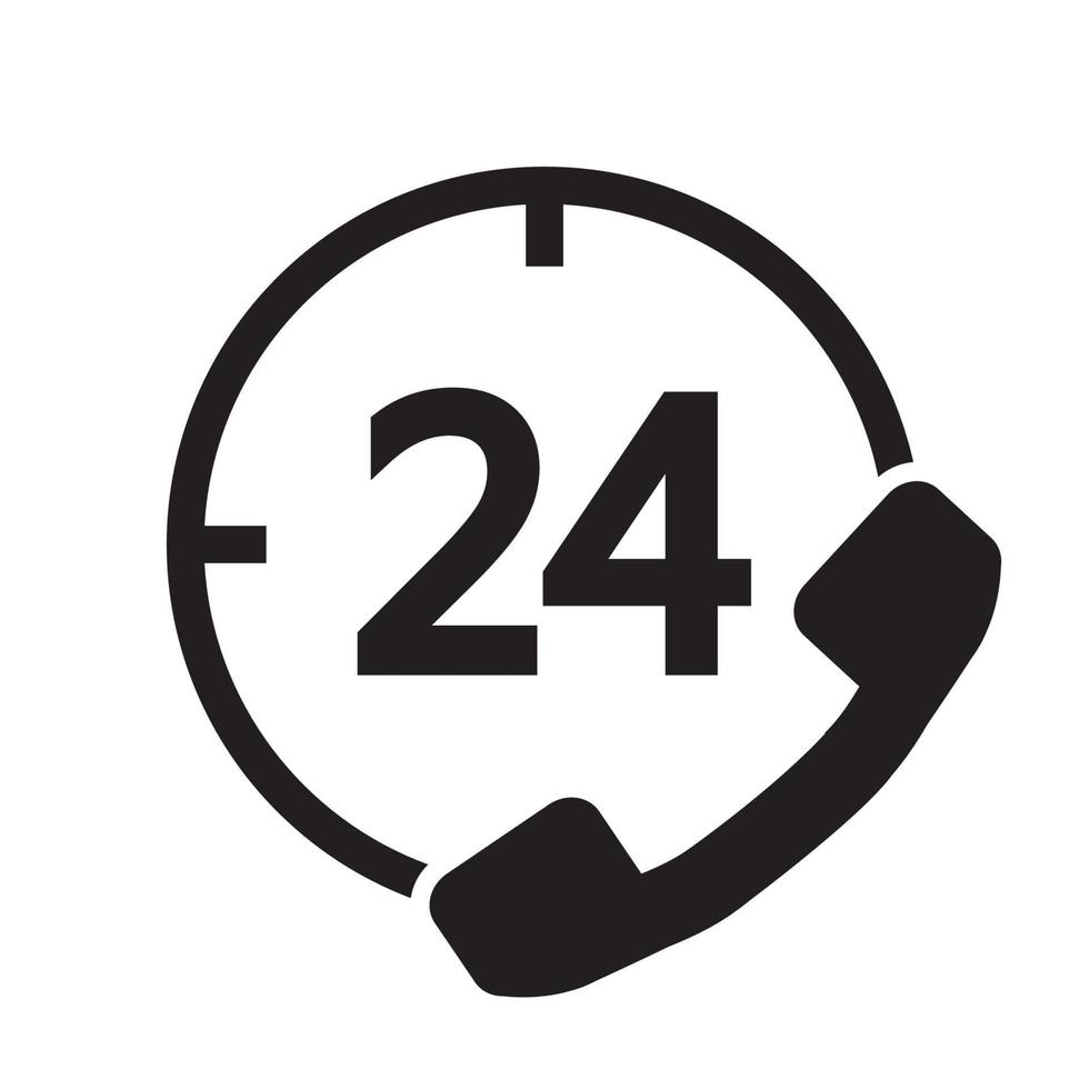 customer service phone icon, 24-hour service vector