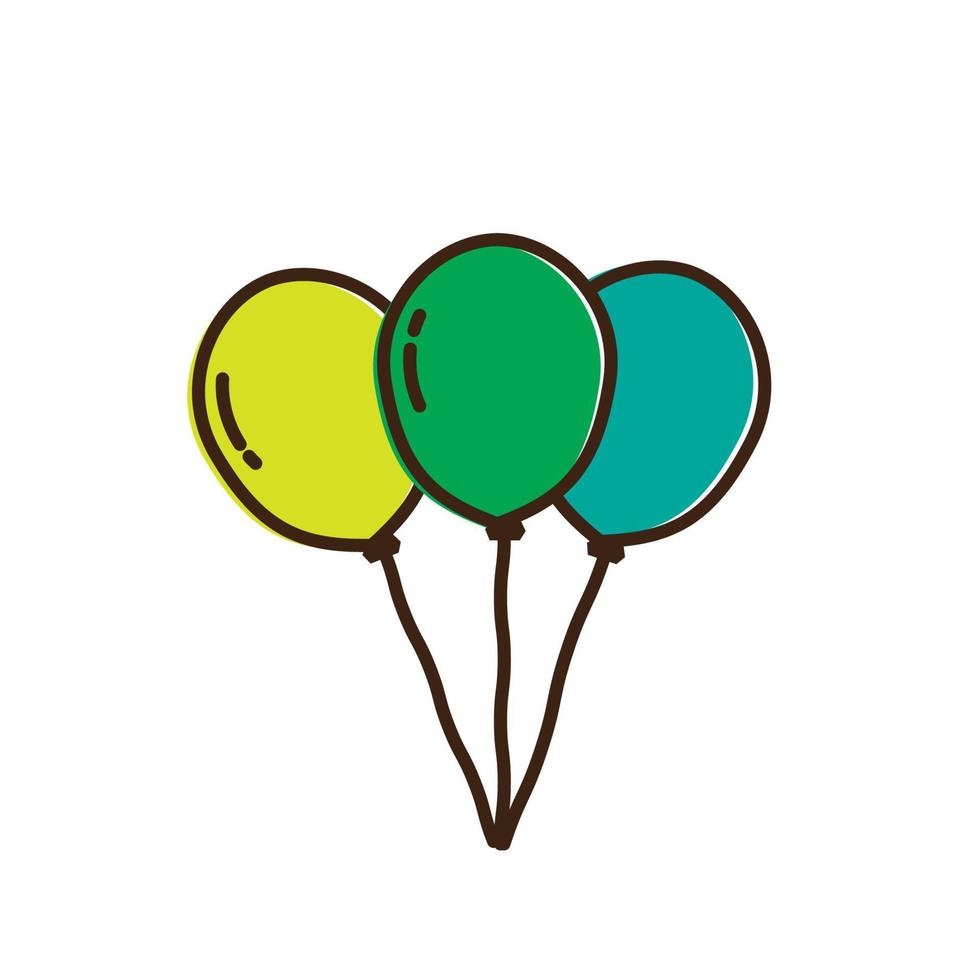 vector three yellow green blue balloons