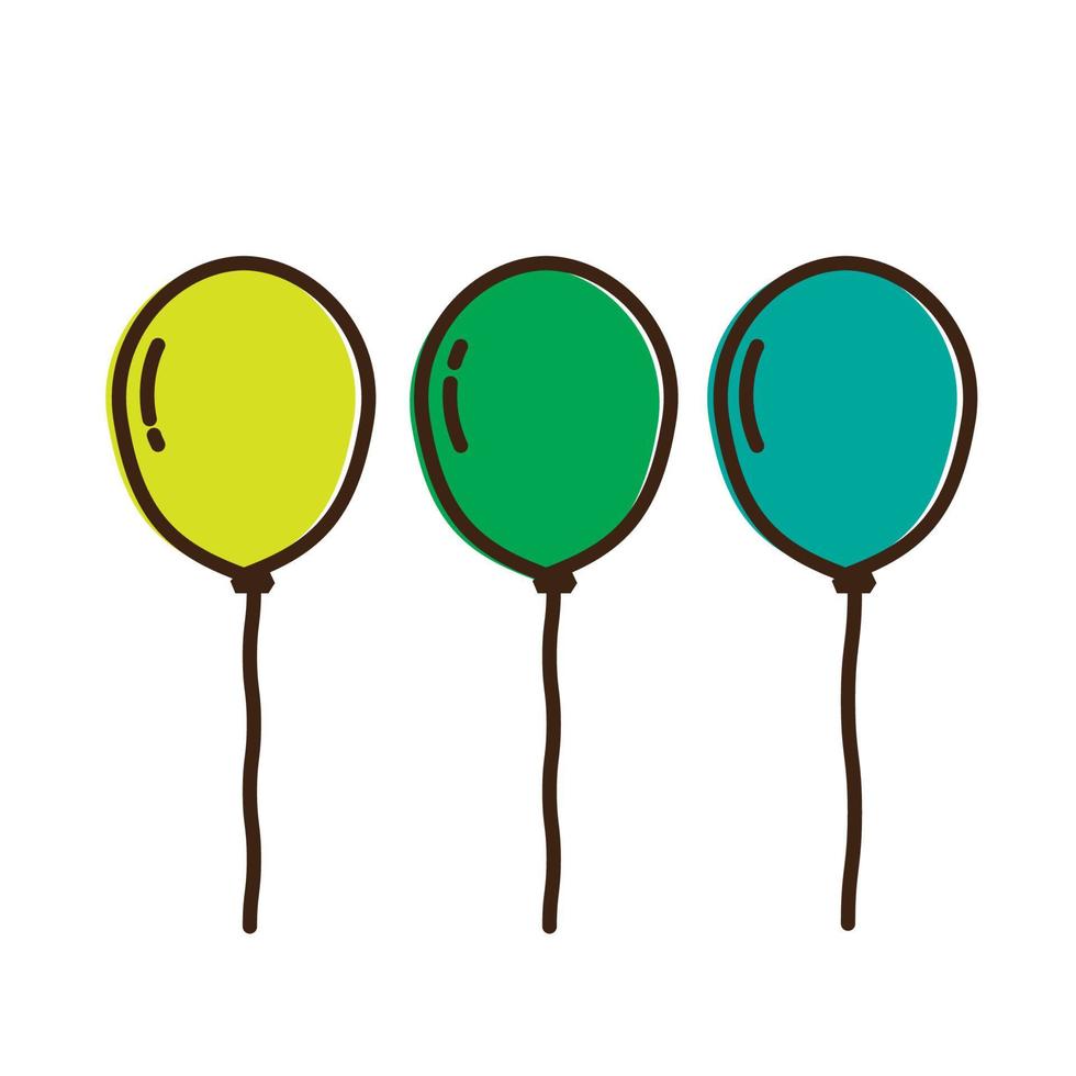 vector tres globos amarillos verdes azules
