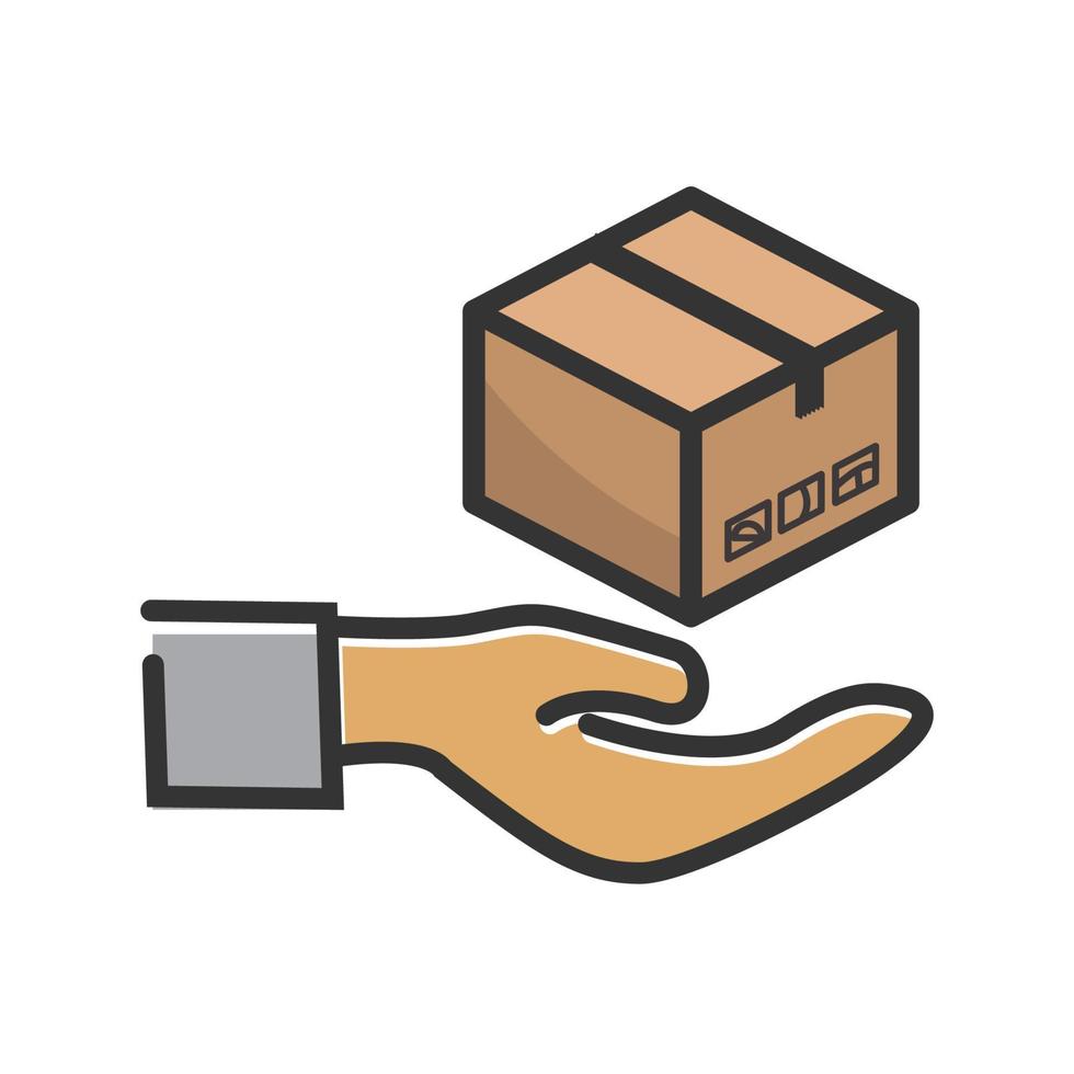 hand template icon with cardboard, suitable for shipping and gifting icons, vector illustration