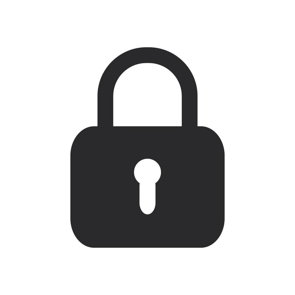 black flat padlock key vector illustration