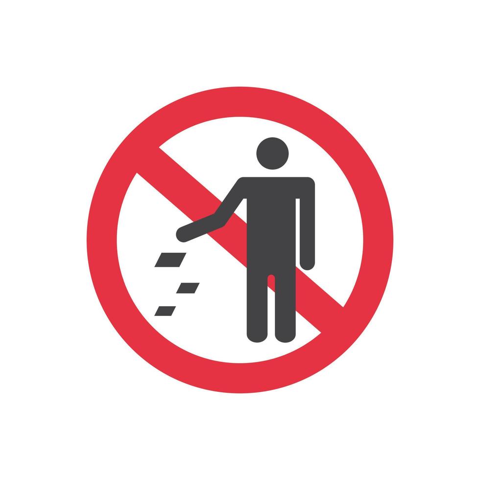 vector illustration of the icon prohibited from littering