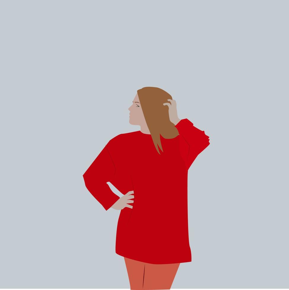 Woman in red, illustration, vector on white background.