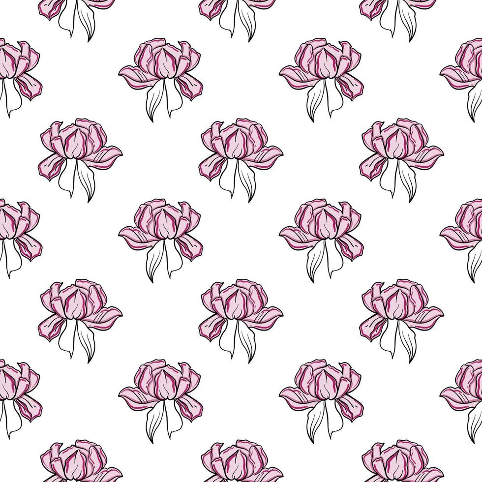 Romantic pink flower ,seamless pattern on white background. vector