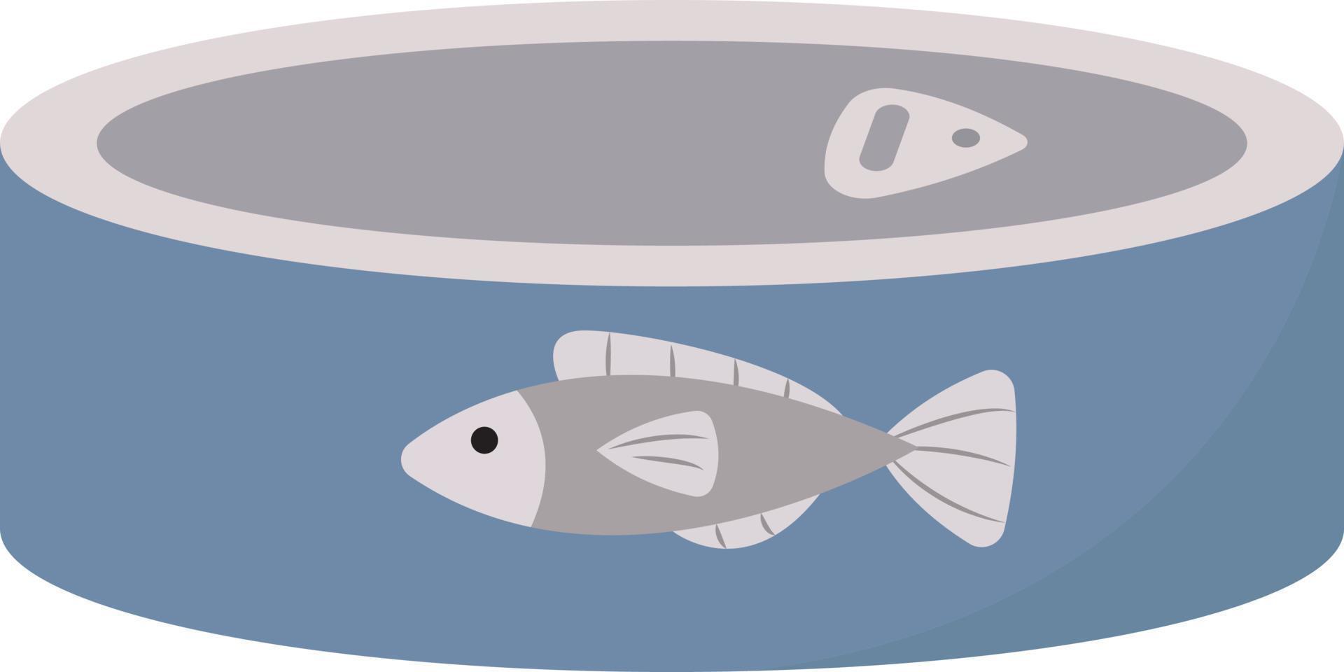 Lata de pescado azul, ilustración, vector sobre fondo blanco.