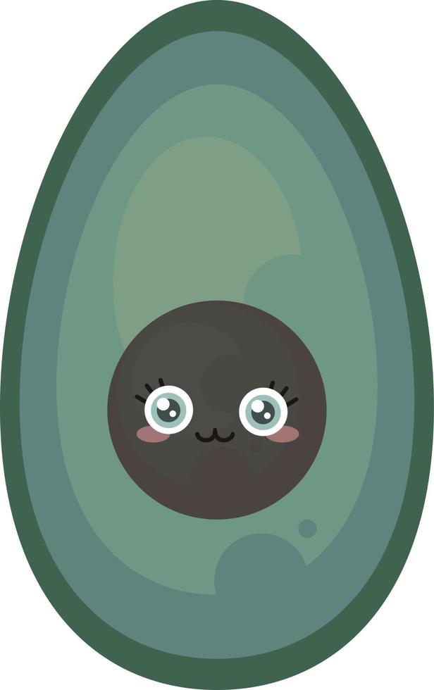 Shy avocado, illustration, vector on white background