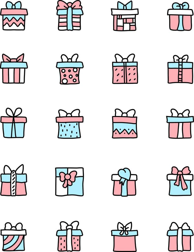 Gift box icon pack, illustration, vector on a white background.