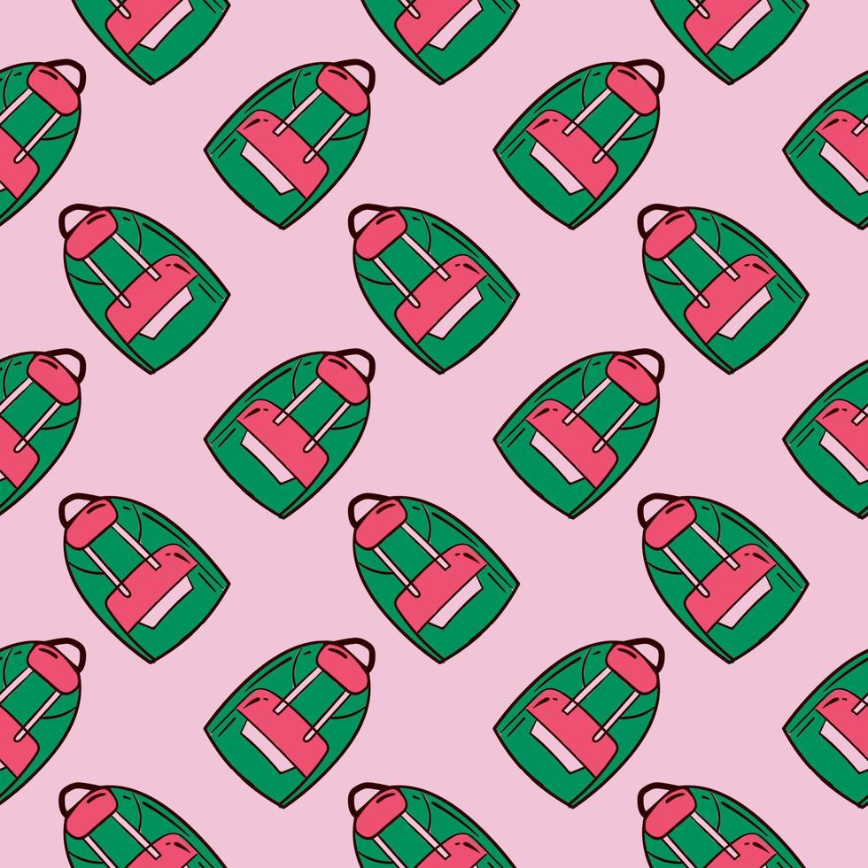 School bag,seamless pattern on pink background. vector