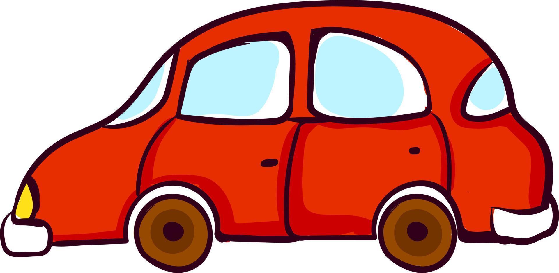 Red small car, illustration, vector on white background