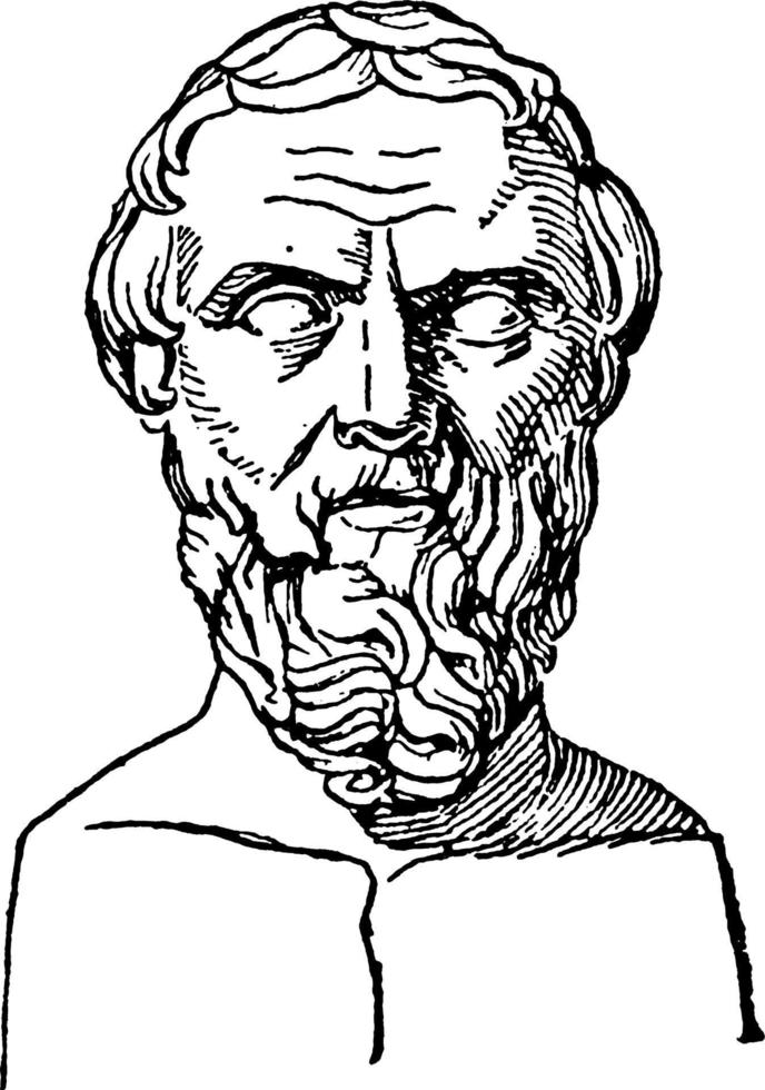 Herodotus, vintage illustration vector