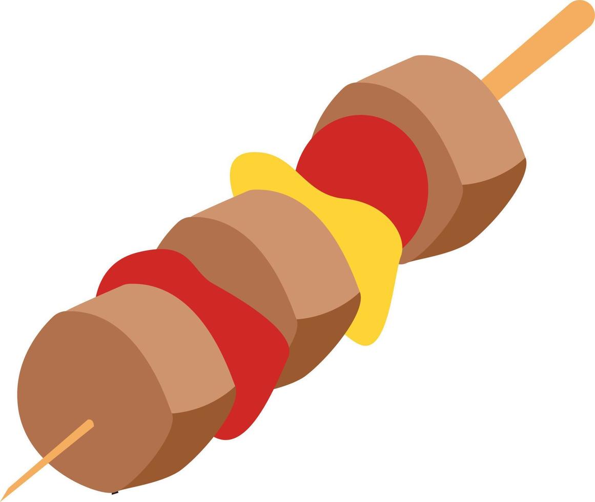 Meat on stick, illustration, vector on white background.