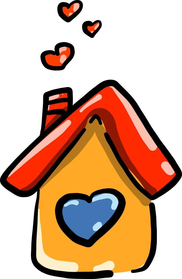 casa con corazones, ilustración, vector sobre fondo blanco