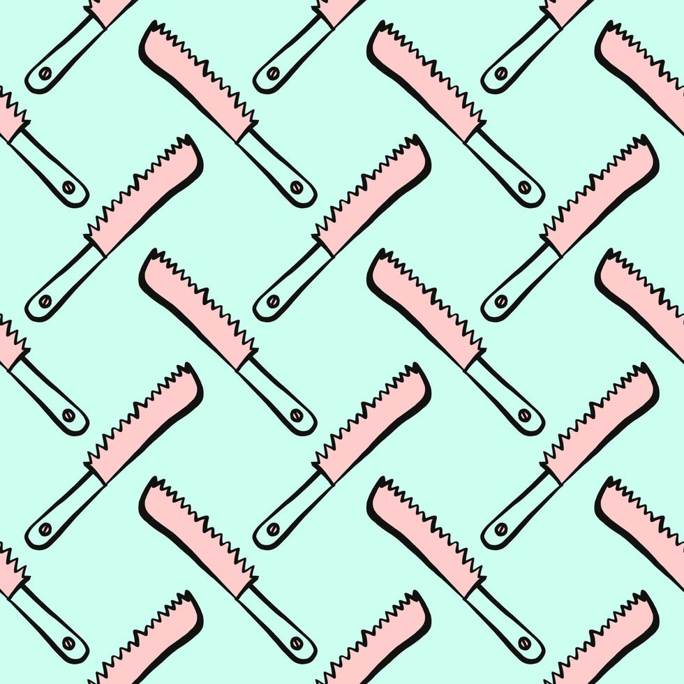 Pink knife,seamless pattern on blue background. vector